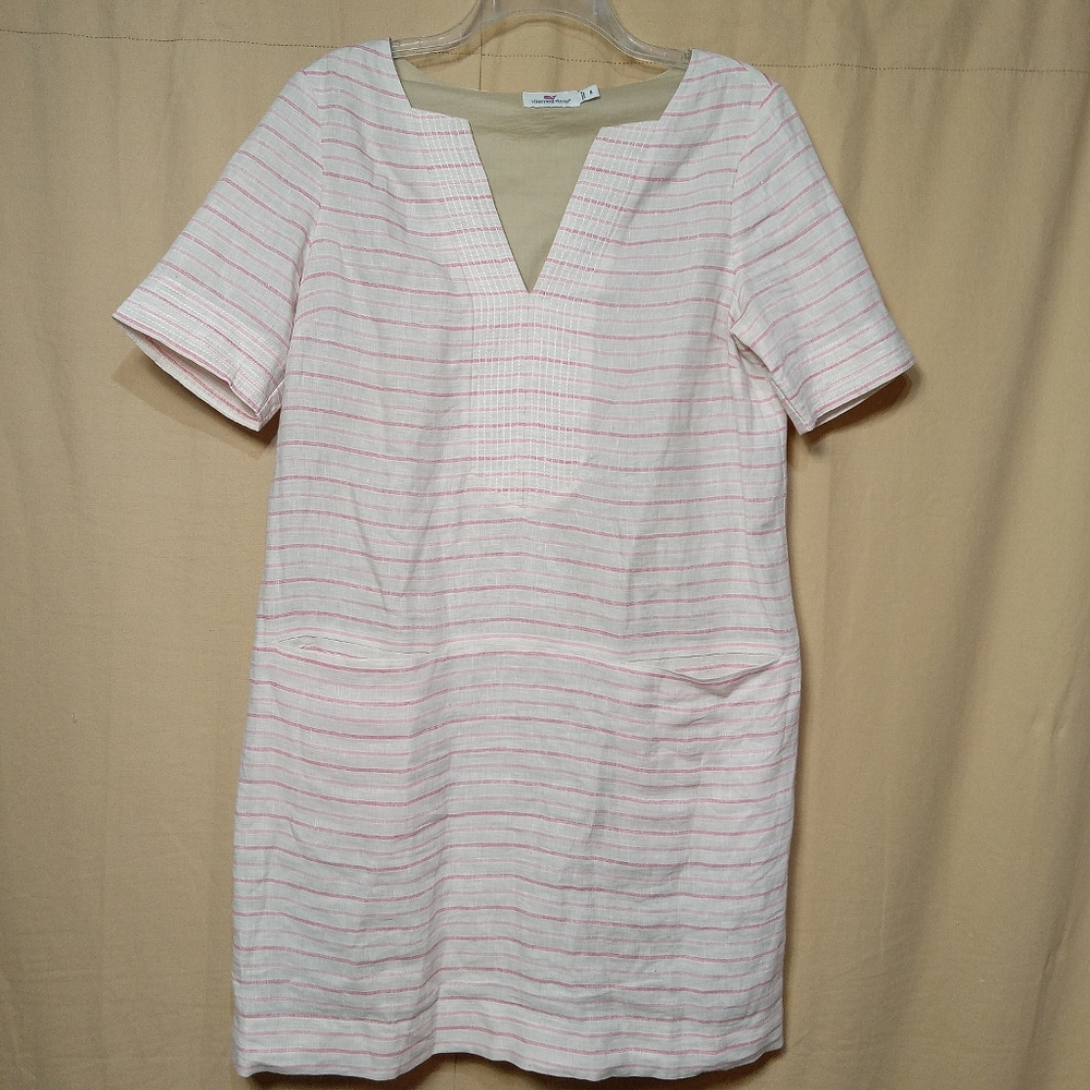 Vineyard Vines Women's Linen Dress Size 8 Pockets Lined